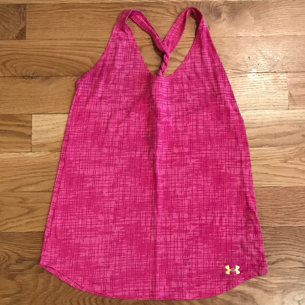 Under Armour Heat Gear Pink Braided Back Tank